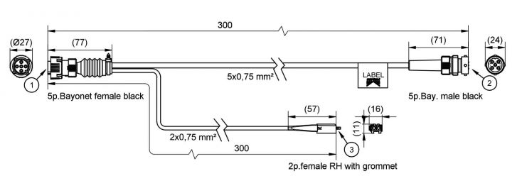 Adaptador para tercera luz de freno 0,2m + salida 0,2m conector de 2 polos - 404566.001 - Accesorios